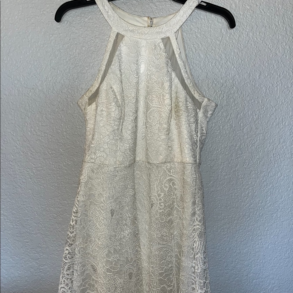 White Lace Short Formal Dress